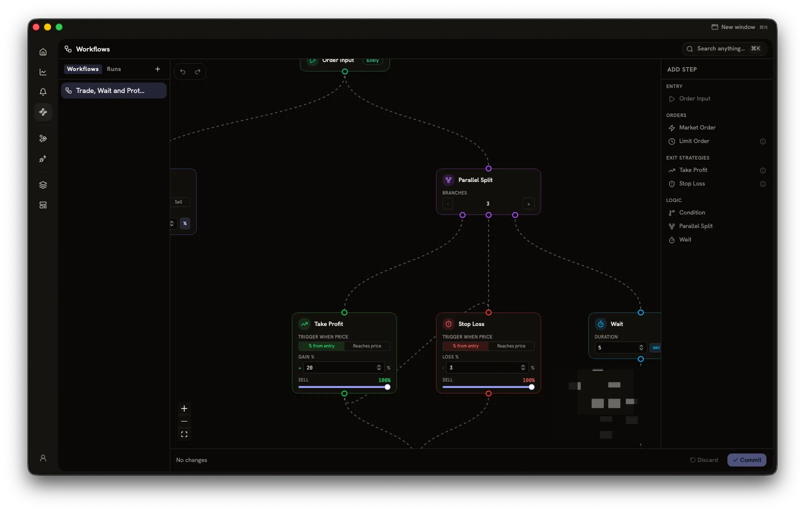 The Pairlens workflow builder wiring a market condition to an action